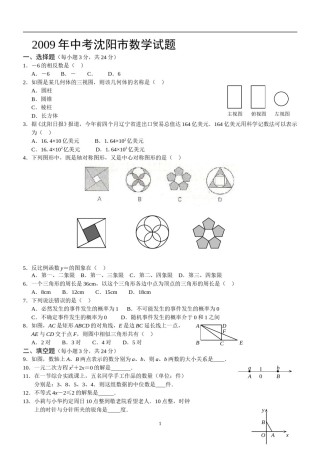 2009年辽宁省沈阳市中考数学试题及答案.doc