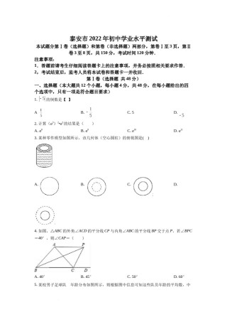 精品解析：2022年山东省泰安市中考数学真题（原卷版）.docx
