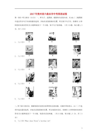 贵州省六盘水市2017年中考英语真题试题（含解析）.doc