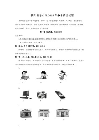 2018年四川省乐山市中考英语试卷及答案（word版）.doc