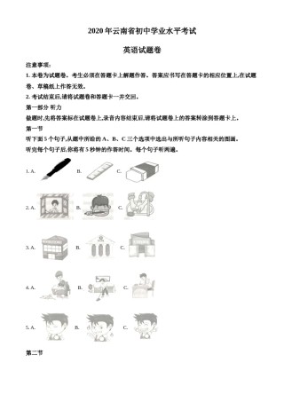 2020年云南中考英语试题及答案(word版).doc