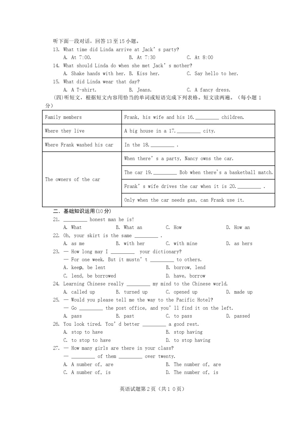 2014年山东省烟台中考英语试卷及答案.doc_第2页