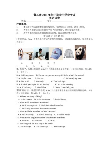 2011年湖北省黄石市中考英语试题及解析.doc