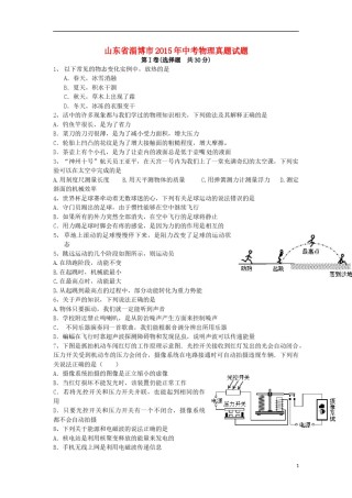 山东省淄博市2015年中考物理真题试题（含答案）.doc