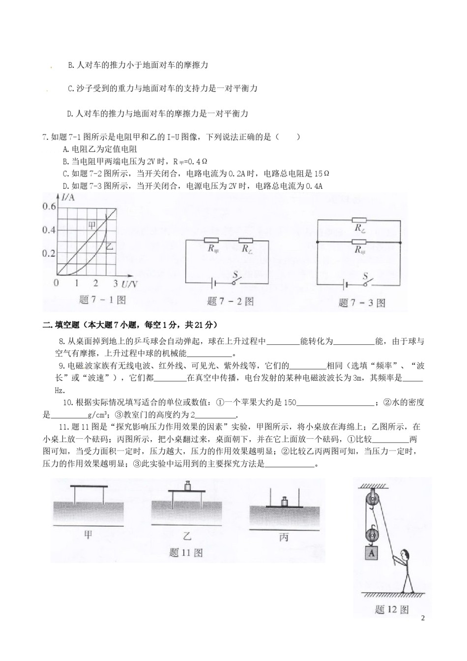 广东省2015年中考物理真题试题（含扫描答案）.doc_第2页
