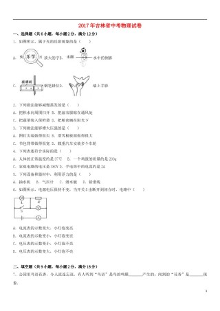 吉林省2017年中考物理真题试题（含解析）.DOC