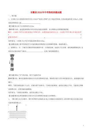 安徽省2018年中考物理真题试题（含解析）.doc
