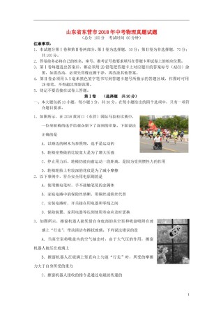 山东省东营市2018年中考物理真题试题（含答案）.doc