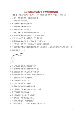 山东省临沂市2018年中考物理真题试题（含解析）.doc