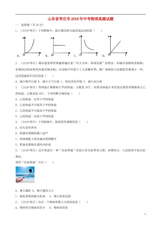 山东省枣庄市2018年中考物理真题试题（含解析）.doc