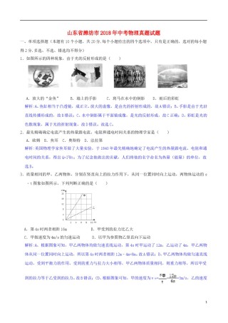 山东省潍坊市2018年中考物理真题试题（含解析）.doc
