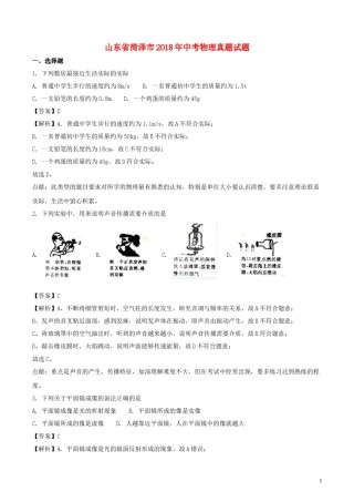 山东省菏泽市2018年中考物理真题试题（含解析）.doc