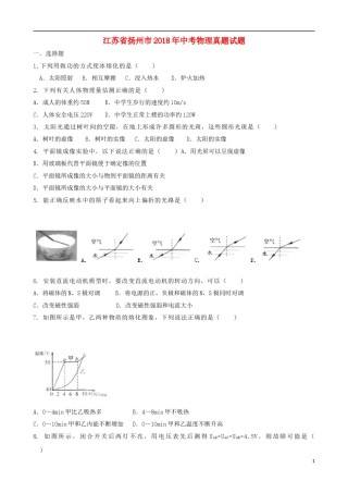 江苏省扬州市2018年中考物理真题试题（含答案）.doc