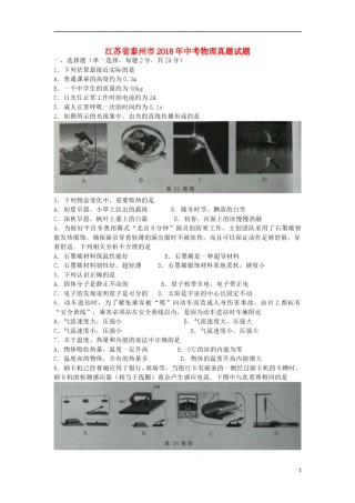 江苏省泰州市2018年中考物理真题试题（含答案）.doc