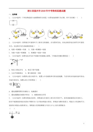 浙江省温州市2018年中考物理真题试题（含解析）.doc