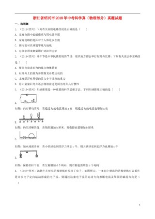 浙江省绍兴市2018年中考科学真（物理部分）真题试题（含解析）.doc
