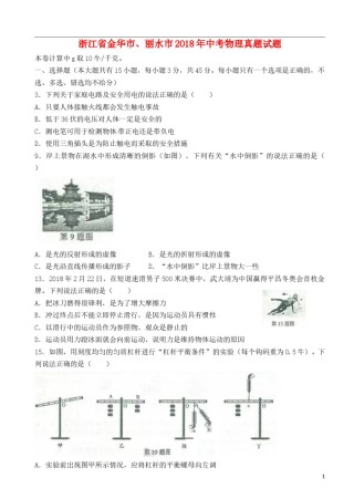 浙江省金华市、丽水市2018年中考物理真题试题（含答案）.doc