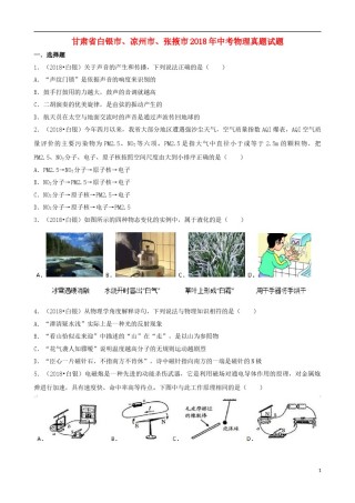 甘肃省白银市、凉州市、张掖市2018年中考物理真题试题（含解析）.doc