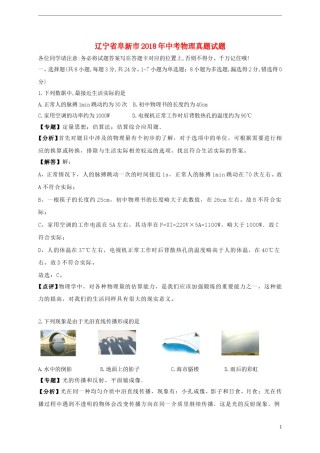 辽宁省阜新市2018年中考物理真题试题（含解析）.doc