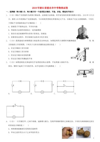 浙江省丽水市2019年中考物理真题试题（含解析）.doc