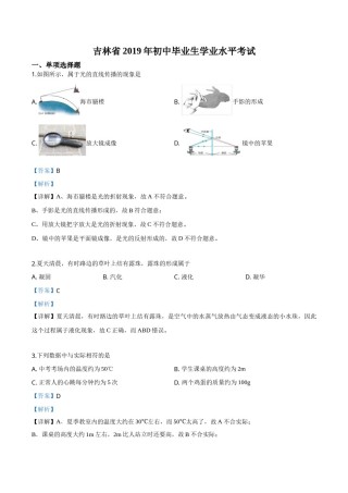 精品解析：2019年吉林省中考物理试题（解析版）.doc