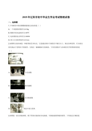 精品解析：2019年辽宁省辽阳市中考物理试题（原卷版）.doc