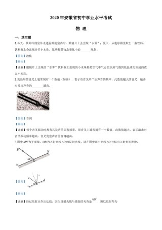 精品解析：2020年安徽省中考物理试题（解析版）.doc