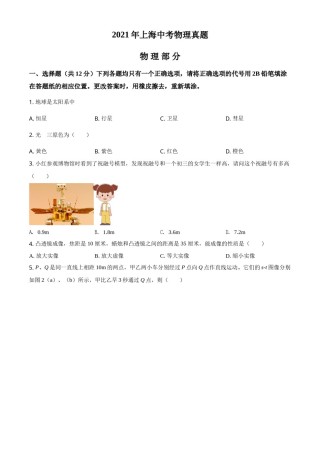 上海市2021年中考物理试题（原卷版）.doc