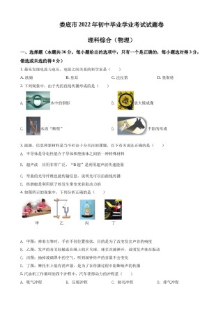 精品解析：2022年湖南省娄底市中考物理试题（原卷版）.docx