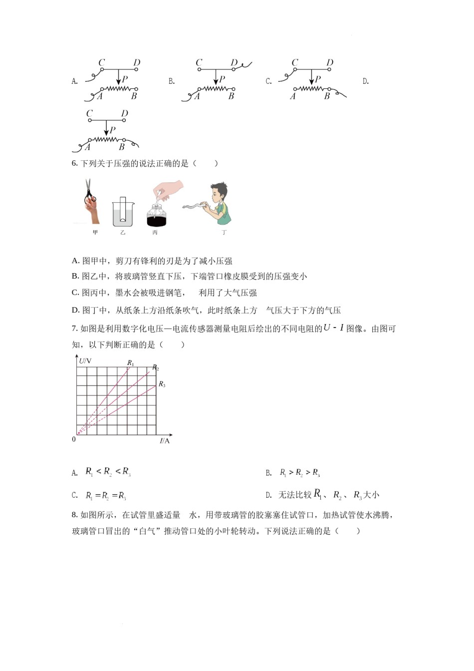 精品解析：2022年四川省内江市中考物理真题（原卷版）.docx_第2页