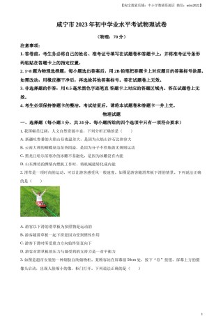 精品解析：2023年湖北省黄冈市孝感市咸宁市中考理综物理试题（原卷版）.docx