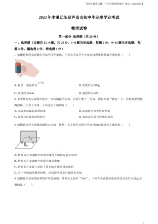精品解析：2023年辽宁省本溪辽阳葫芦岛中考物理试题（原卷版）.docx