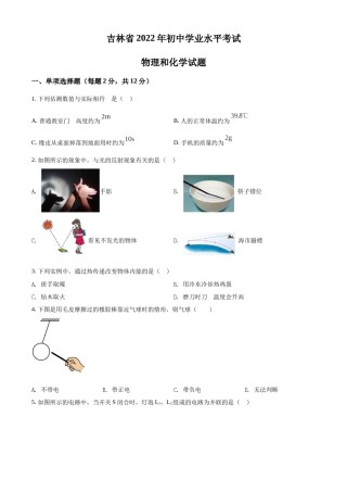 精品解析：2022年吉林省中考物理试题（原卷版）.docx