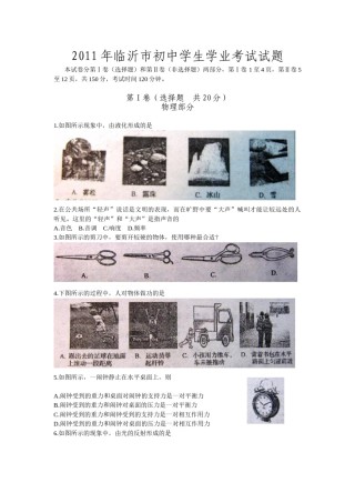 2011年山东临沂中考物理试题及答案.doc