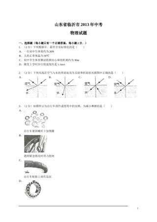 2013年山东临沂中考物理试题及答案.doc