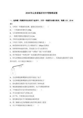 2018年山东临沂中考物理试题及答案.doc