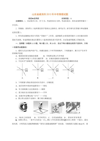 2013年威海市中考物理试题及答案.doc