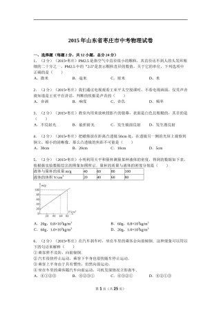 2015年枣庄市中考物理试题含答案解析.doc