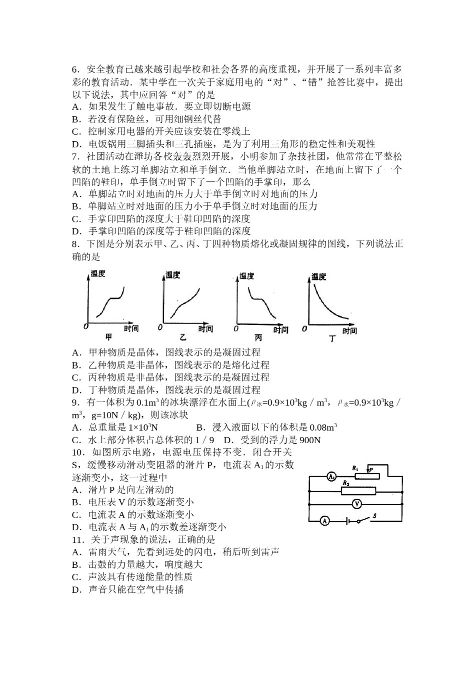 2011年山东潍坊市中考物理真word版含答案.doc_第2页