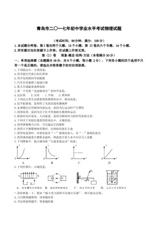 2017年青岛市中考物理试卷和答案.doc