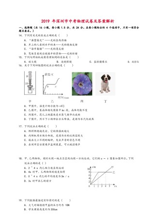 2019年深圳市中考(物理部分)(含答案).doc