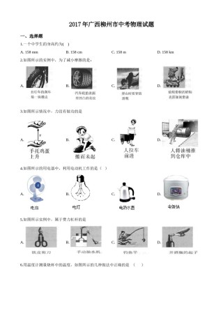 2017年广西柳州市中考物理试题（空白卷）.doc