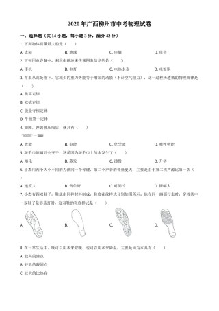 2020年广西柳州市中考物理试题（空白卷）.doc