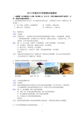 2012年德州市中考物理试题及答案解析.doc