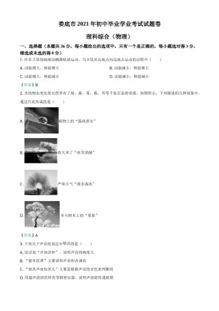 2021年湖南省娄底市中考物理试题.doc