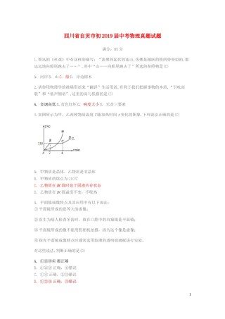 四川省自贡市初2019届中考物理真题试题.docx