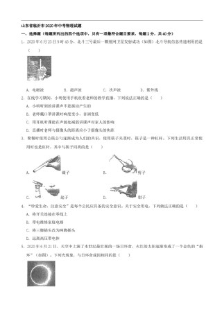 山东省临沂市2020年中考物理试题（word版，含解析）.docx