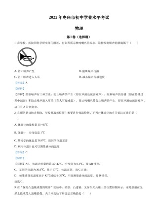 精品解析：2022年山东省枣庄市中考物理试题（解析版）.docx