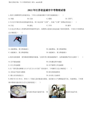 精品解析：2022年江苏省盐城市中考物理真题（原卷版）.docx