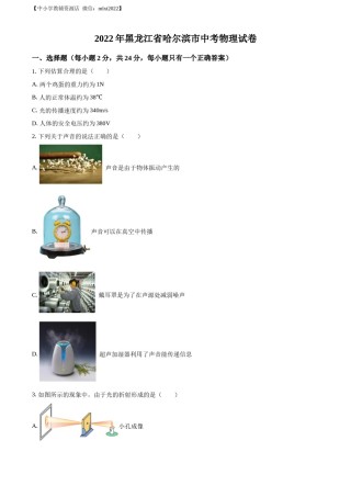 精品解析：2022年黑龙江省哈尔滨市中考物理试题（原卷版）.docx